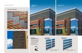 C / S   B O L D   L I N E                      Conventional                                                                             Bold Line Louvers
                                                   Louvers                                                                                  Simulation




             Infinite Design Possibilities




                                             C/S Bold Line                          Exposed Mullion                                                      Architectural Line
                                             Conventional Louvers                   Model B-6485M                                                        Model B-6485A
                                             n	   M
                                                   odel B-6485 is available with
                                                  mullions or architectural line
                                             n	   F
                                                   rameless option available
                                             n	   H
                                                   igh free area, low pressure
                                                  drop (see at right)
                                             n	   A
                                                   MCA tested and certified




                                                                                                      Free Area: 4' x 4' – 52.9%, 8' x 8' – 56.8%                        Free Area: 4' x 4' – 52.9%, 8' x 8' – 56.8%
                                                                                                      Pressure Drop: 0.16 @ 900FPM                                       Pressure Drop: 0.16 @ 900FPM
4                                                                                                                                                                                                                      5
 