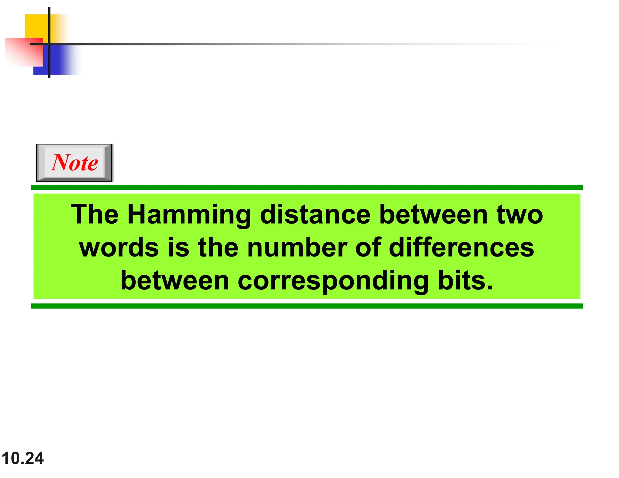 10.24 The Hamming distance between two words is the number of differences between corresponding bits. Note 