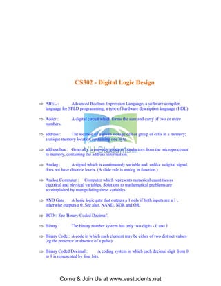 Cs302 shortnoteslectures1to45 | PDF