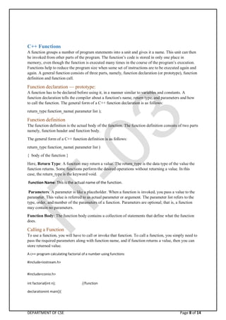 CS305PC_C++_UNIT 2.pdf jntuh third semester | PDF