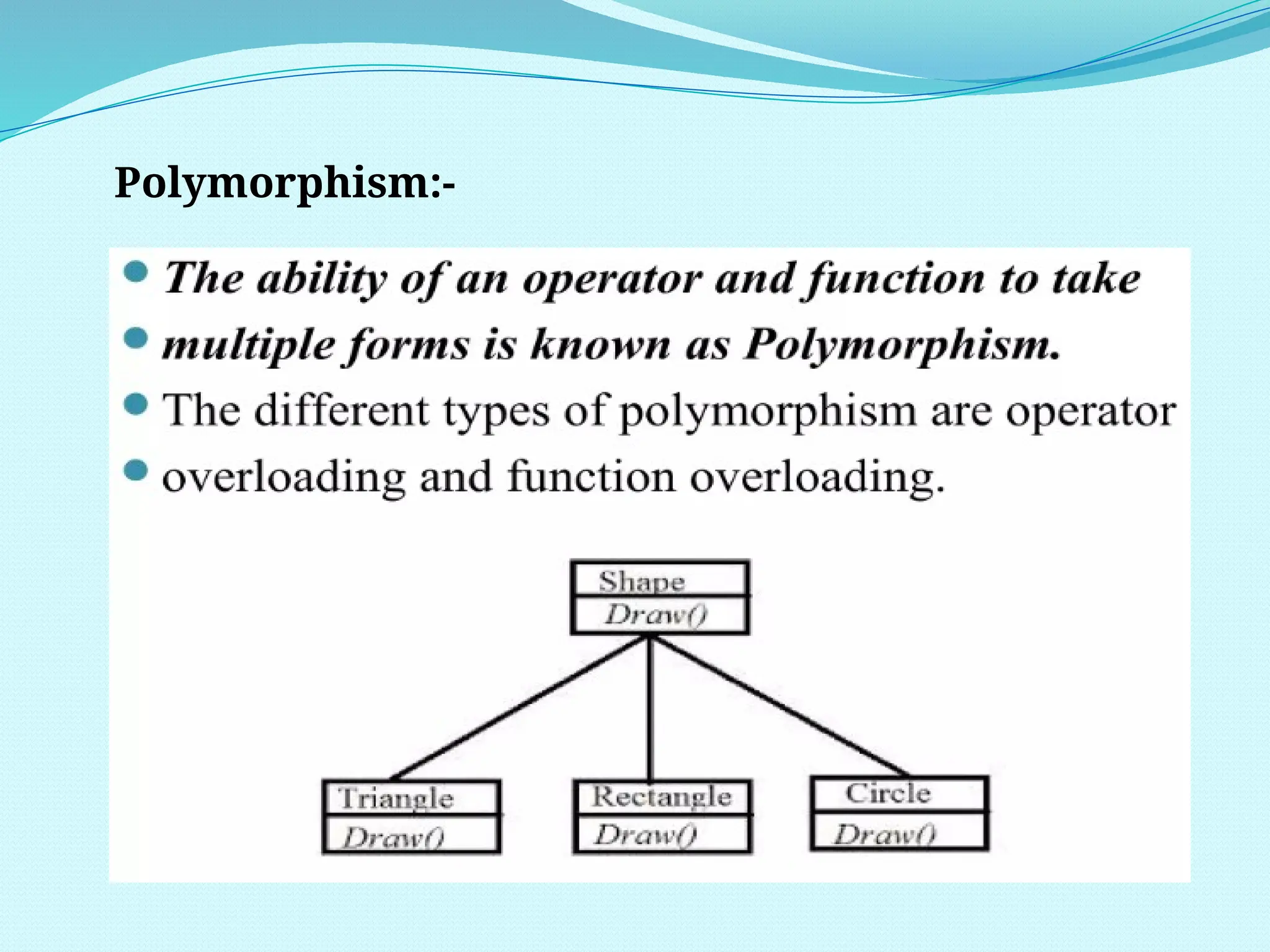 Polymorphism:-
 