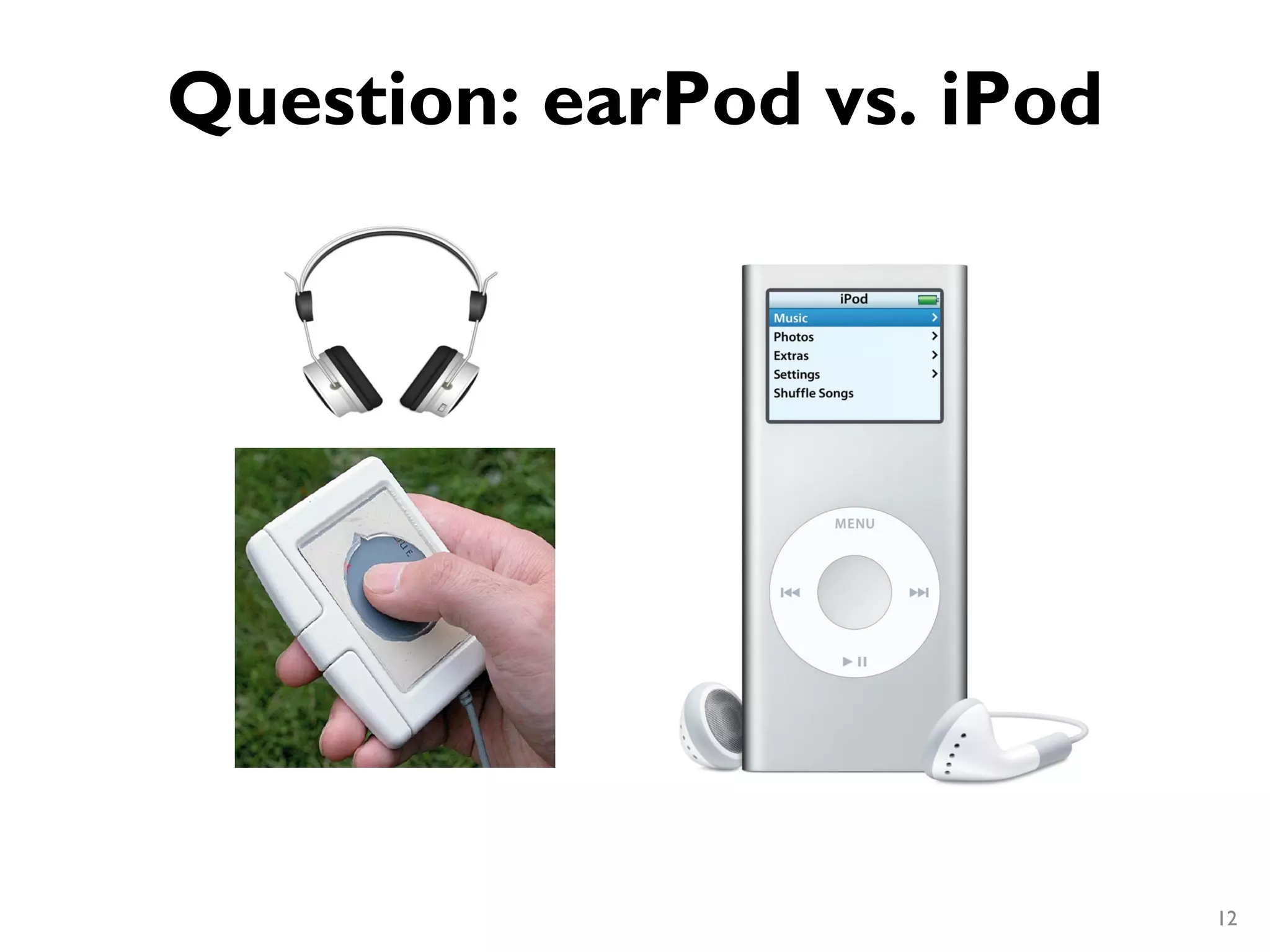 Question: earPod vs. iPod




                            12
 