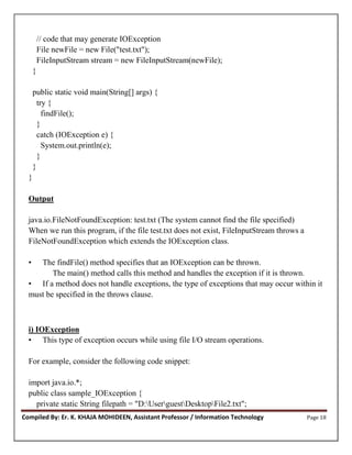 getting filenotfoundexception ioexception errors while... CS3391 -OOP -UNIT – III NOTES FINAL.pdf