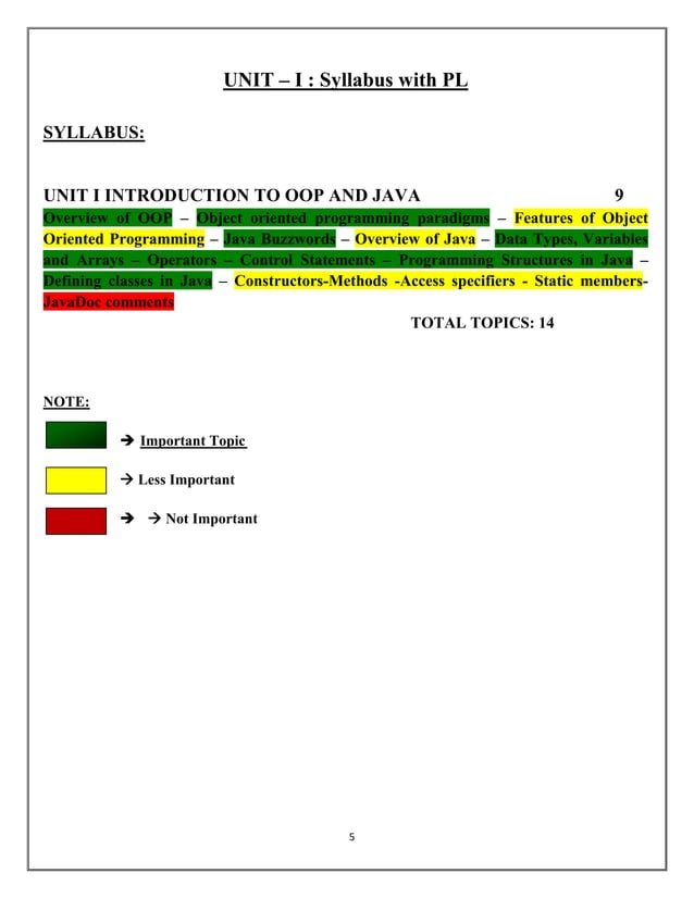 CS3391 -OOP -UNIT – I NOTES FINAL.pdf | Programming Languages | Computing