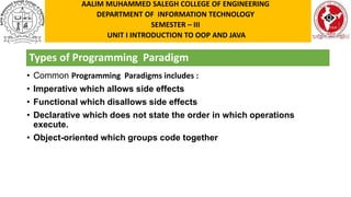 CS3391 OOP UT-I T1 OVERVIEW OF OOP | PPTX