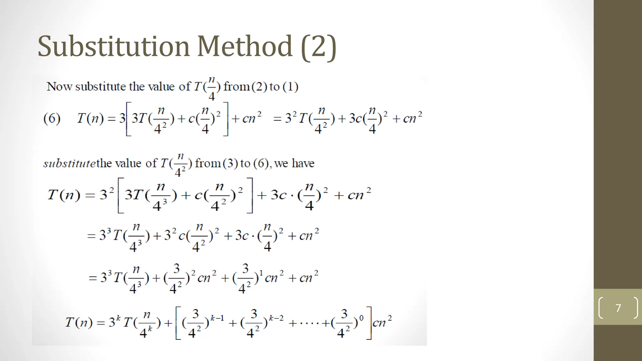 Substitution Method (2)
7
 
