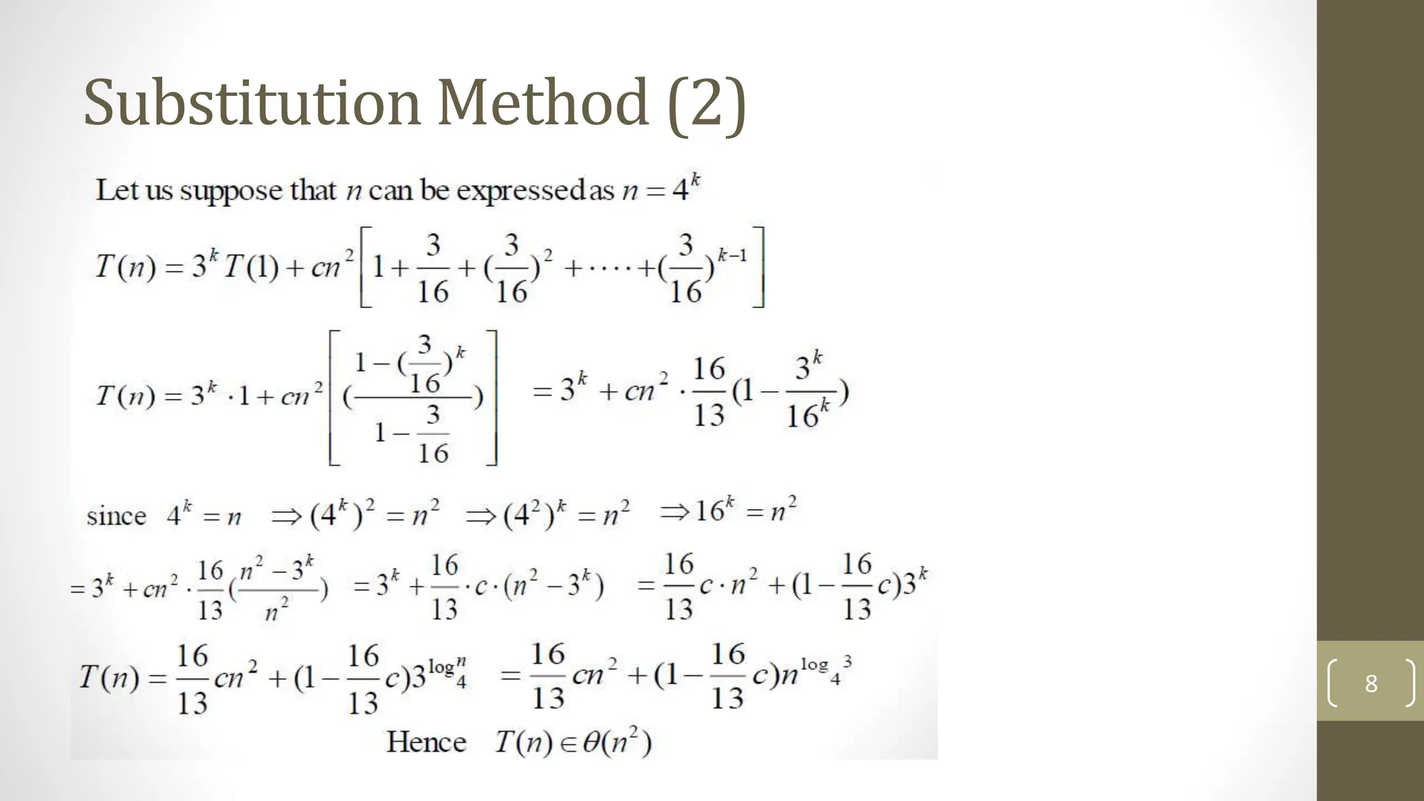 Substitution Method (2)
8
 