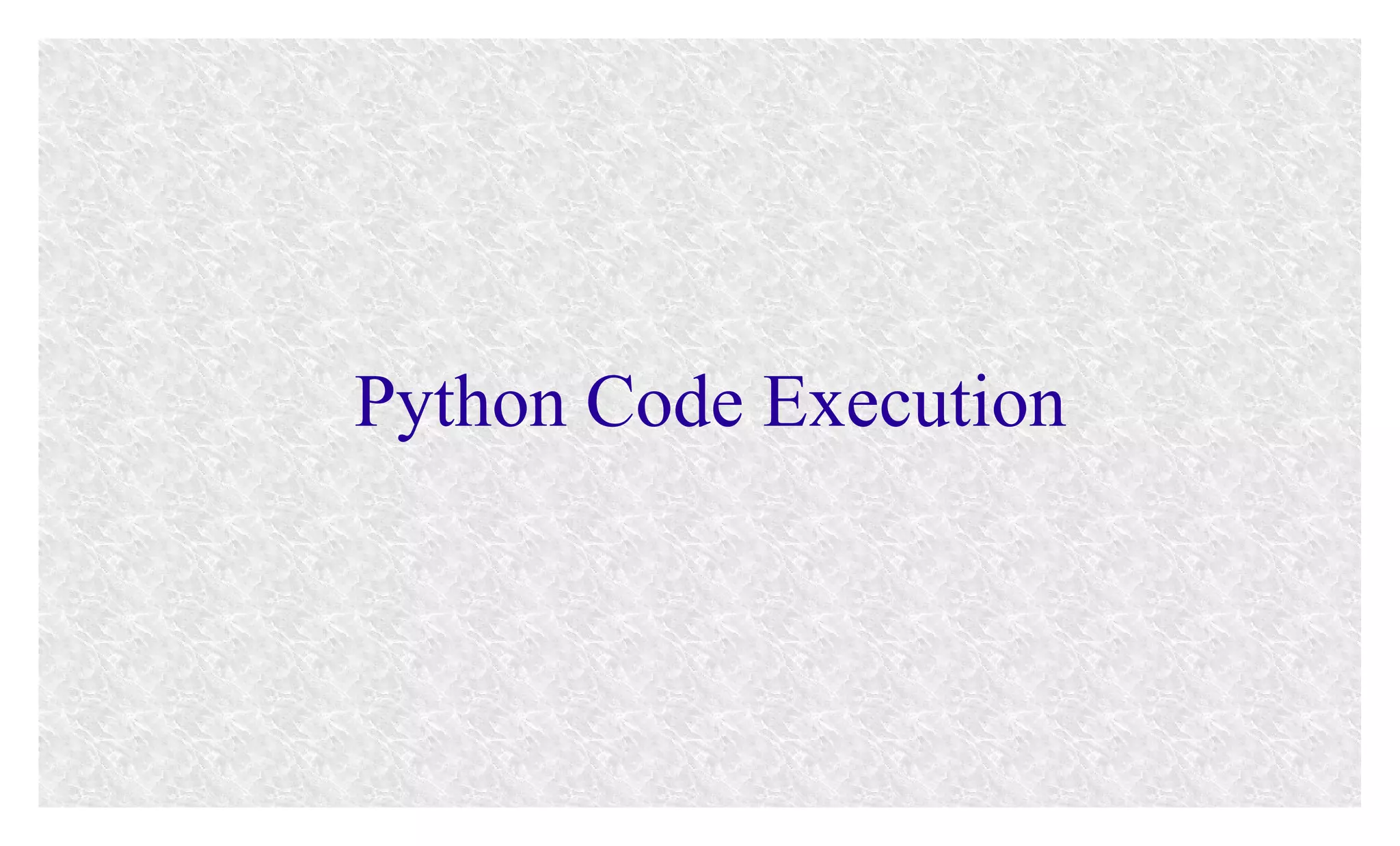 Python Code Execution

 