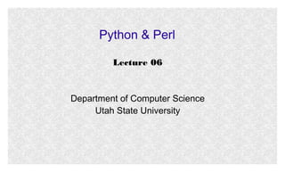 Python & Perl
Lecture 06

Department of Computer Science
Utah State University

 
