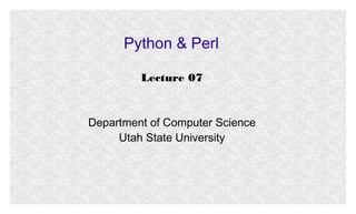 Python & Perl
Lecture 07

Department of Computer Science
Utah State University

 