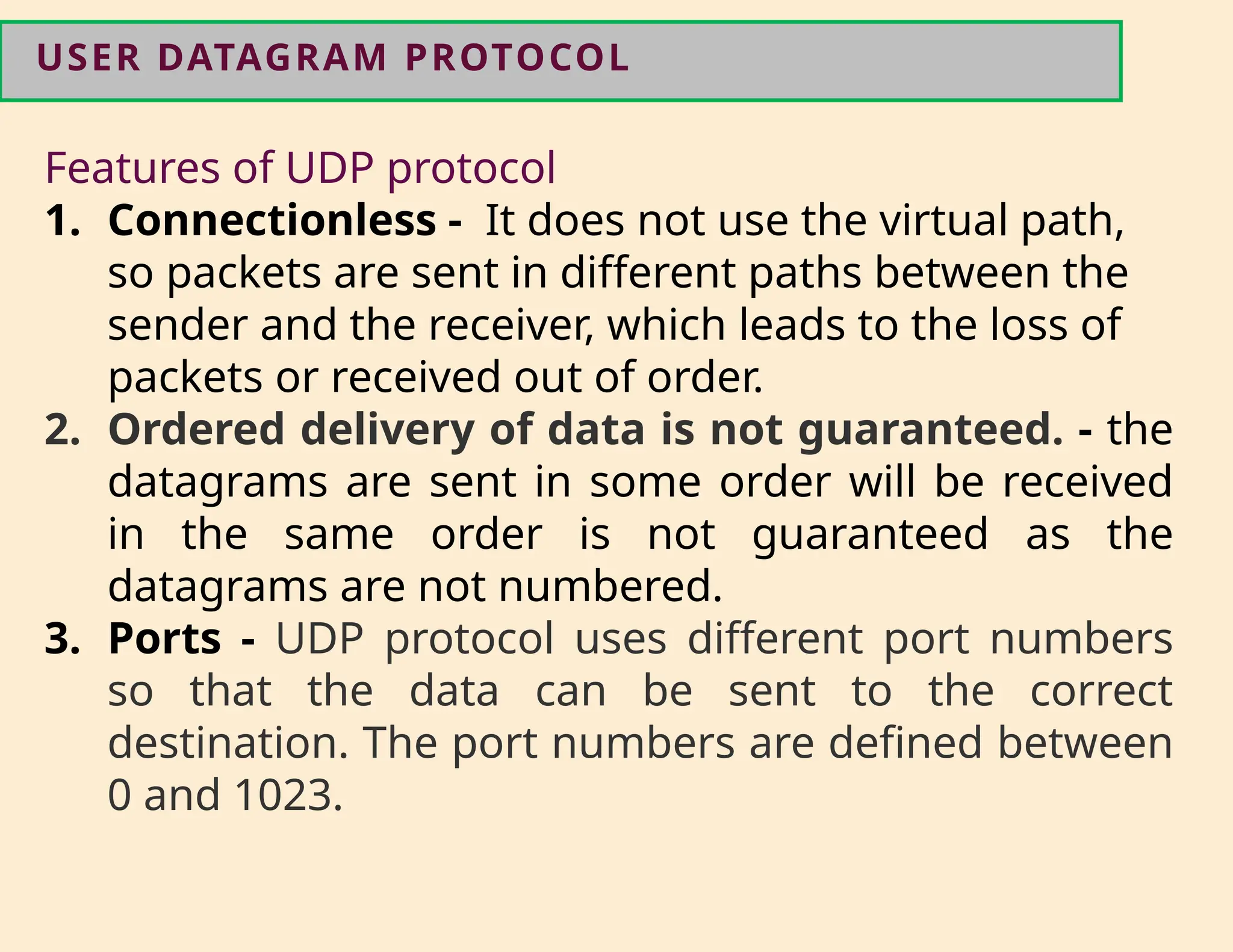Udp Features CS3591- Computer Networks Unit-2 Transport layer | PPTX
