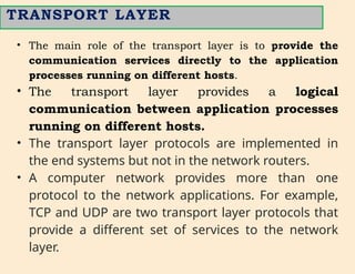 CS3591- Computer Networks Unit-2 Transport layer | PPTX
