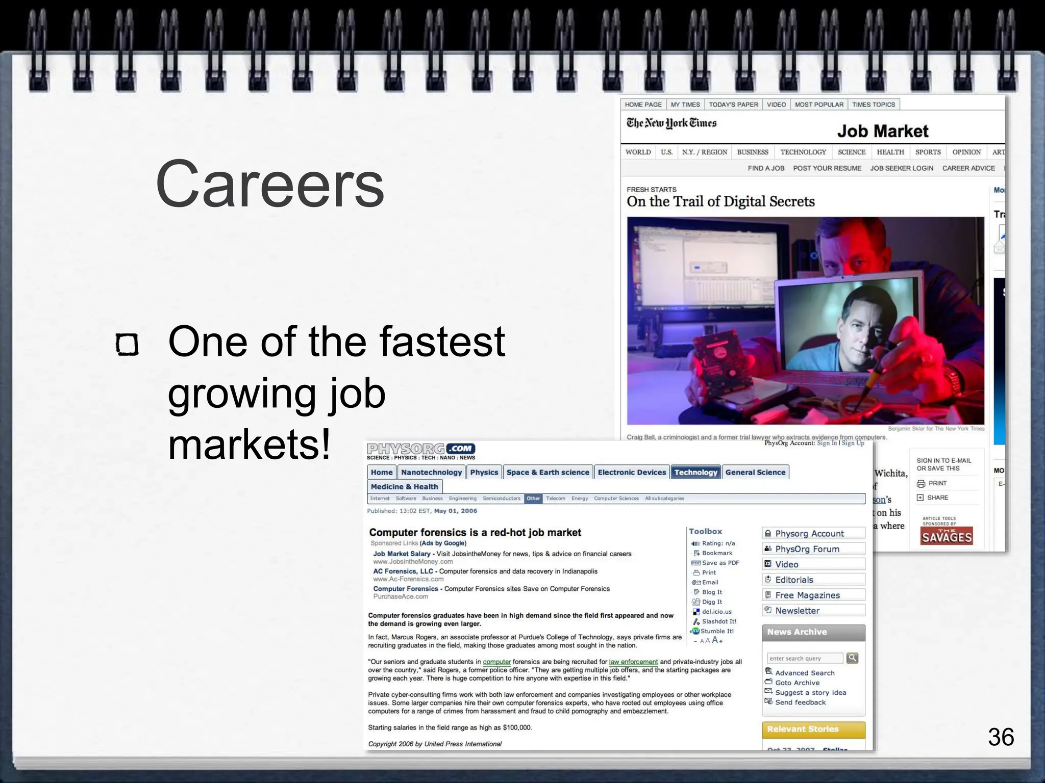 Careers
One of the fastest
growing job
markets!
36
 