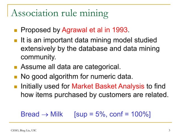 Association rule mining used in data mining | PPT