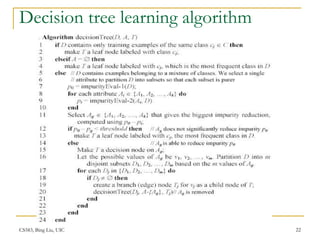 CS583, Bing Liu, UIC 22
Decision tree learning algorithm
 