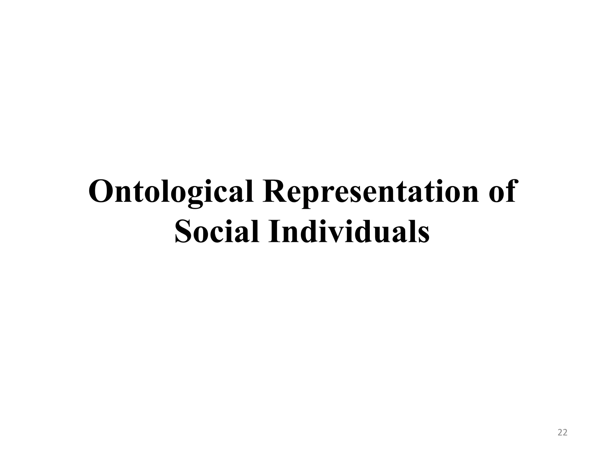 Ontological Representation of
Social Individuals
22
 