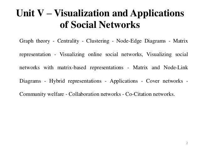 Cs6010 Social Network Analysis Unit V Cs6010 Social Network Analysis Unit V