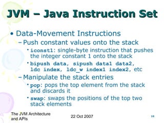 CS6270 Virtual Machines - Java Virtual Machine Architecture and APIs | PPT