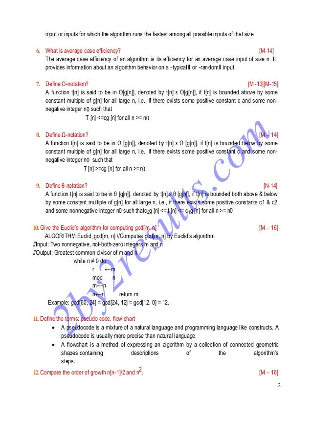 Cs6402 Daa 2 Marks Set 1