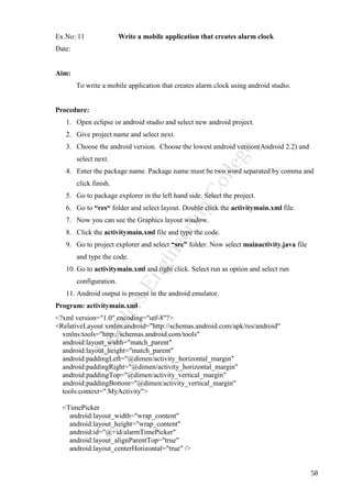 CS6611 Mobile Application Development Lab Manual-2018-19 | PDF