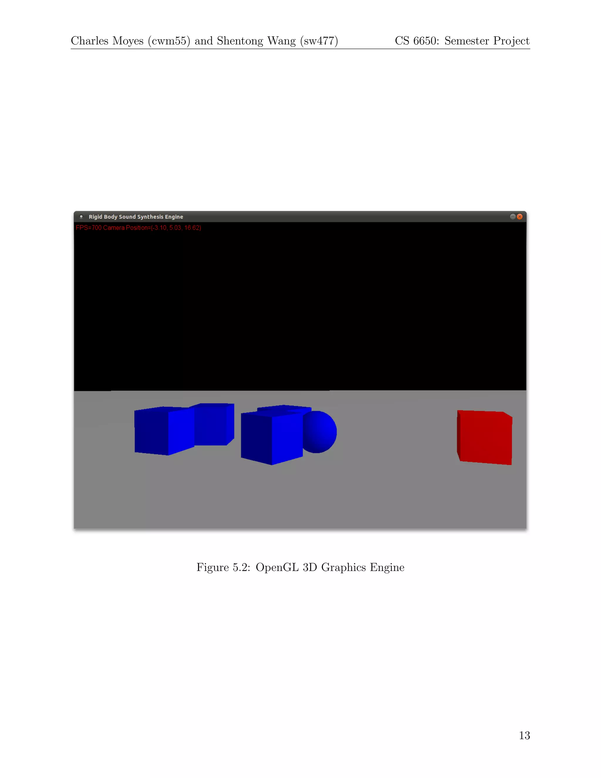 Charles Moyes (cwm55) and Shentong Wang (sw477)          CS 6650: Semester Project




                      Figure 5.2: OpenGL 3D Graphics Engine




                                                                               13
 