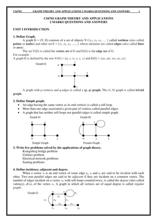 CS6702 graph theory and applications notes pdf book | PDF