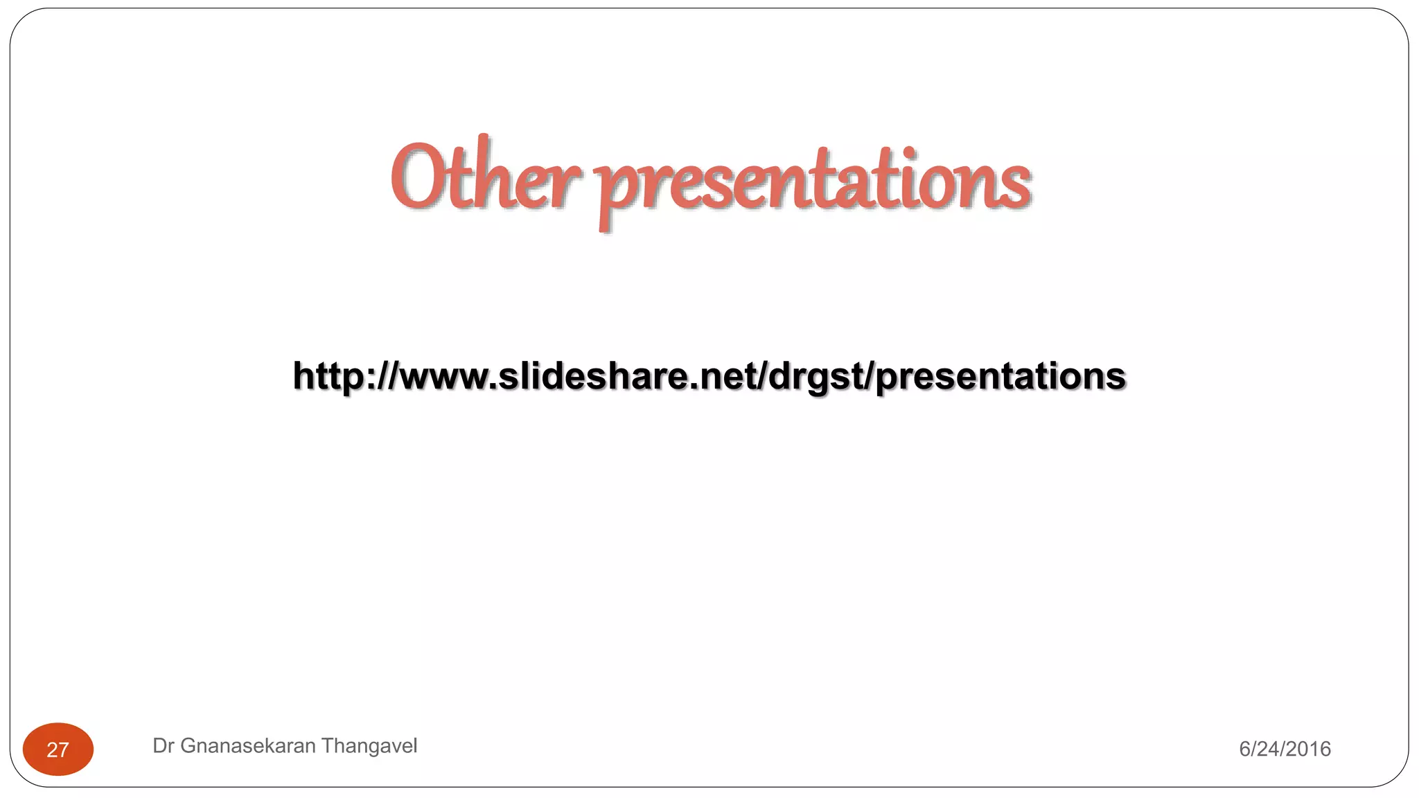 7/17/2016Dr Gnanasekaran Thangavel27
 OGSA services fall into
seven broad areas,
defined in terms of
capabilities frequently
required in a grid
scenario. Figure shows
the OGSA architecture.
These services are
summarized as follows:
 