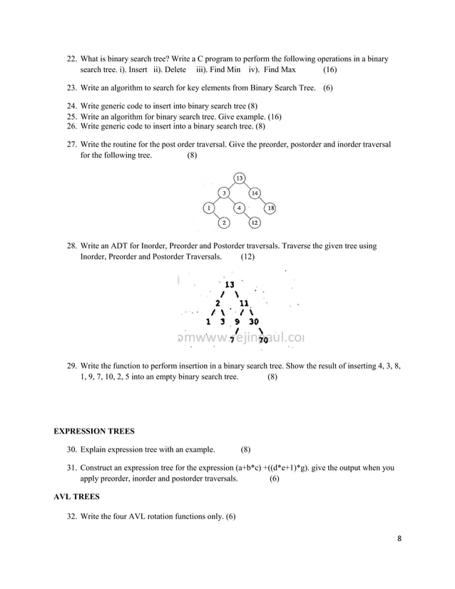 CS8391 Data Structures Part B Questions Anna University | DOC ...