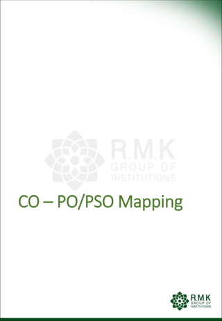 CO – PO/PSO Mapping
 