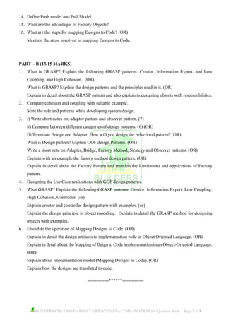 CS8592-OOAD Question Bank | PDF