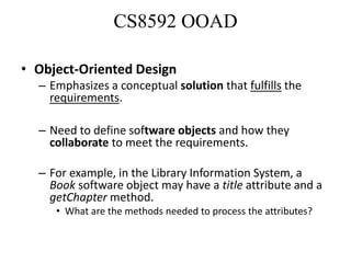 Cs8592 ooad unit 1 | PPT