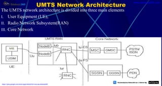 UMTS Network Architecture
The UMTS network architecture is divided into three main elements
I. User Equipment (UE),
II. Radio Network Subsystem(RAN)
III. Core Network
53
https://play.google.com/store/apps/details?id=com.sss.edubuzz360
www.edubuzz360.com
 