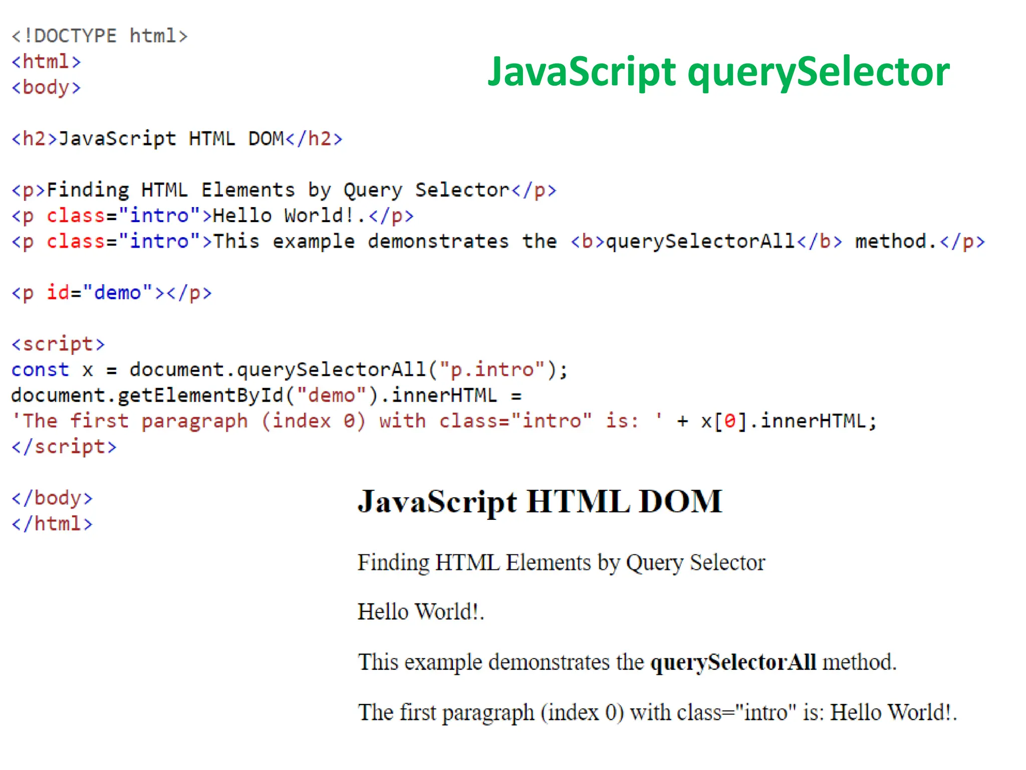 JavaScript querySelector
 
