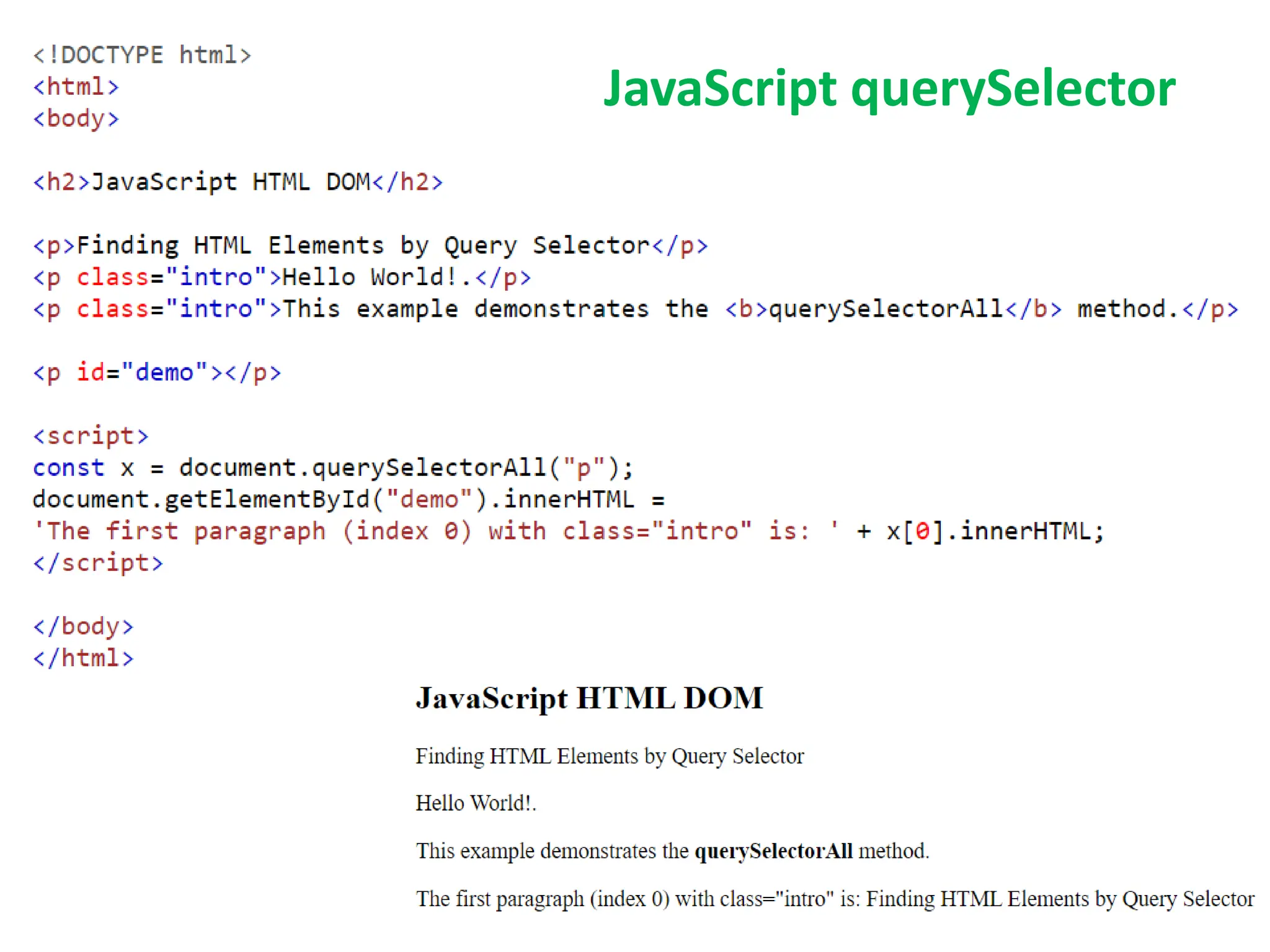 JavaScript querySelector
 