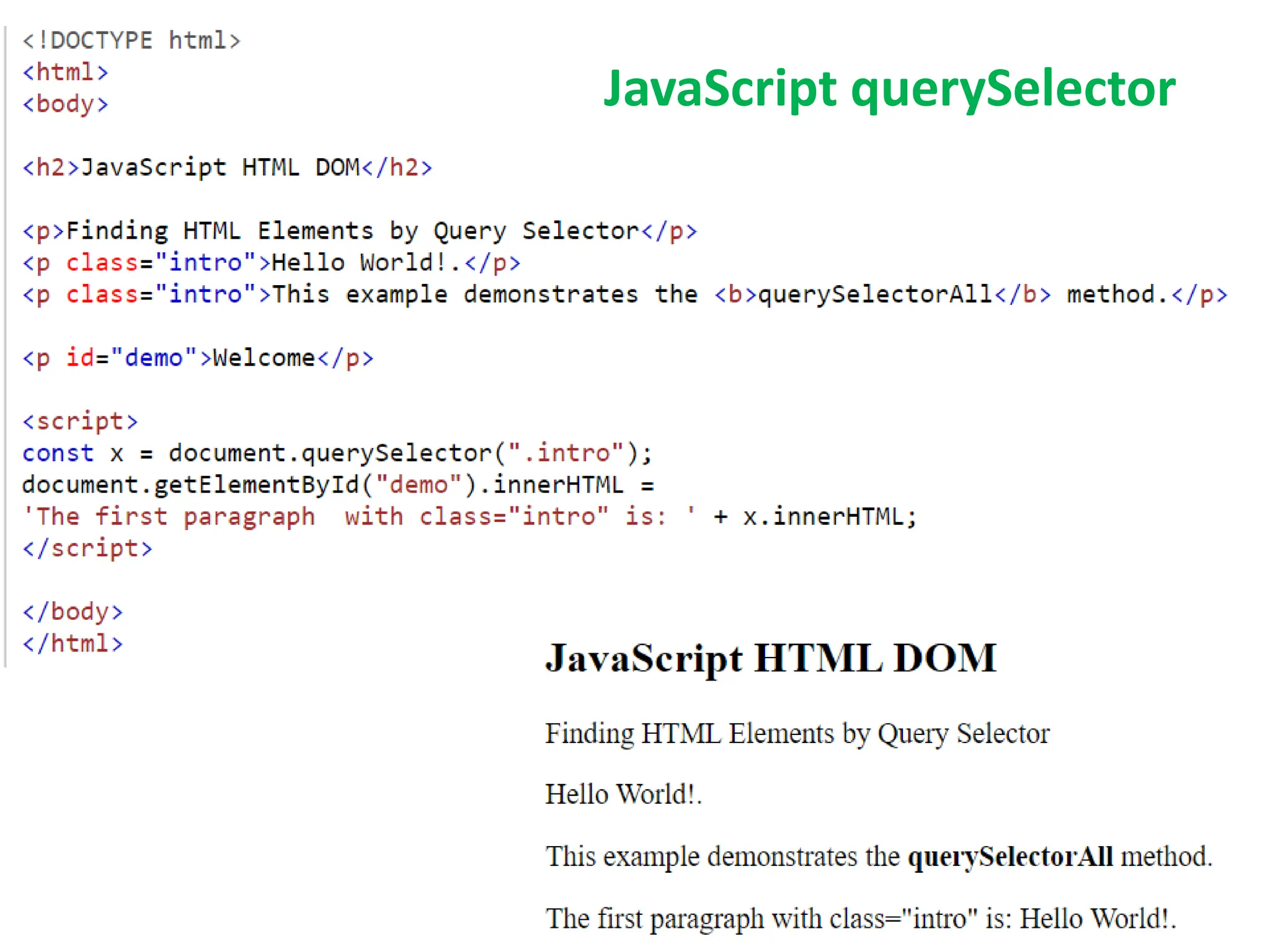 JavaScript querySelector
 