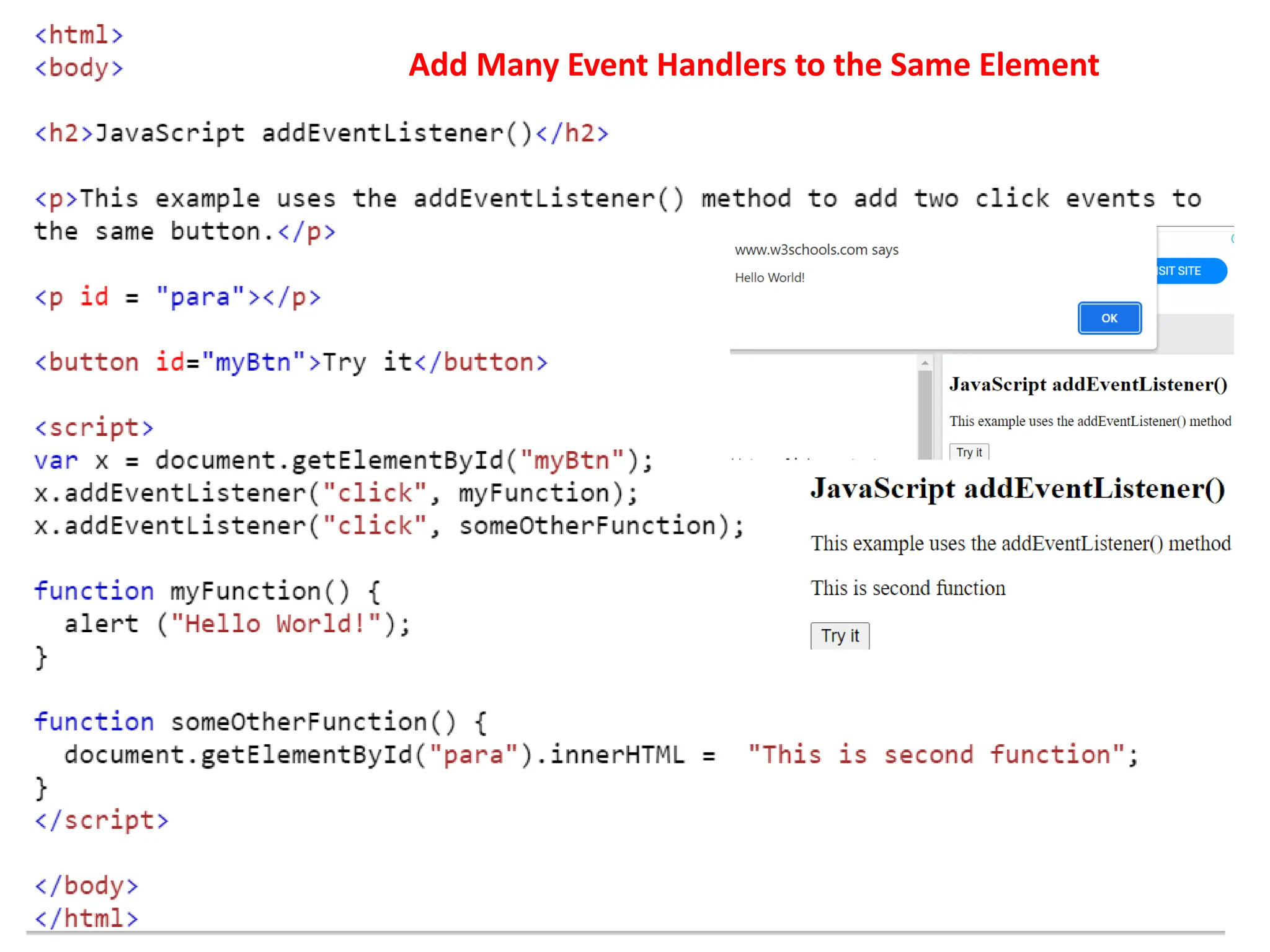 Add Many Event Handlers to the Same Element
 