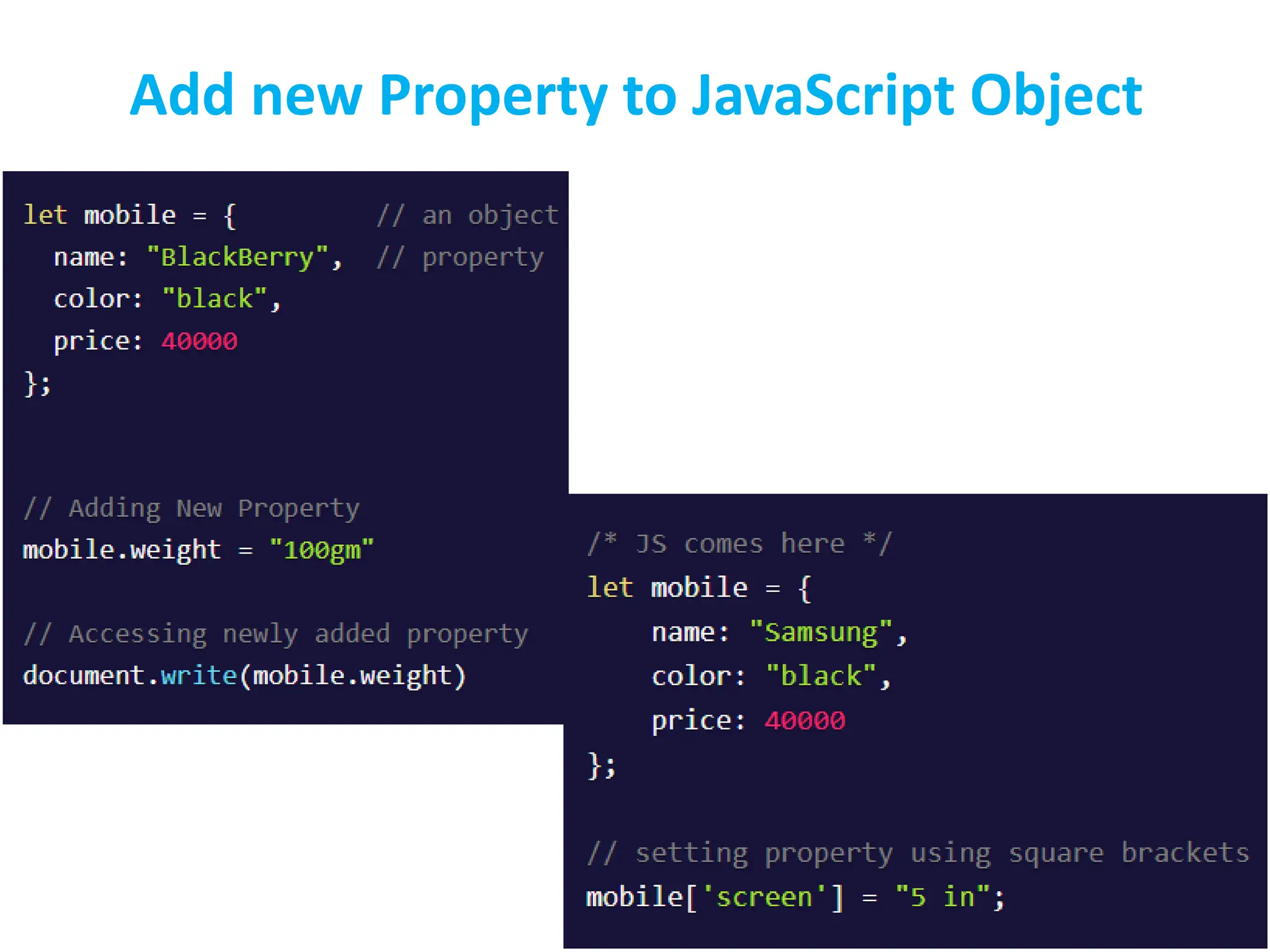Add new Property to JavaScript Object
 