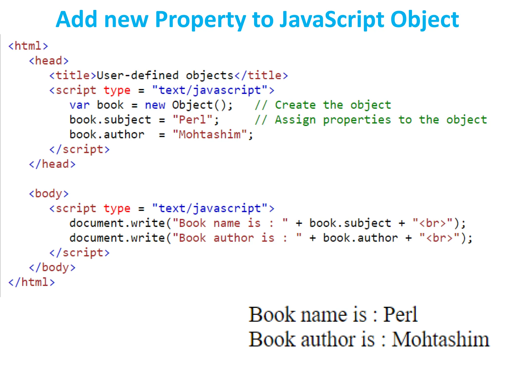 Add new Property to JavaScript Object
 