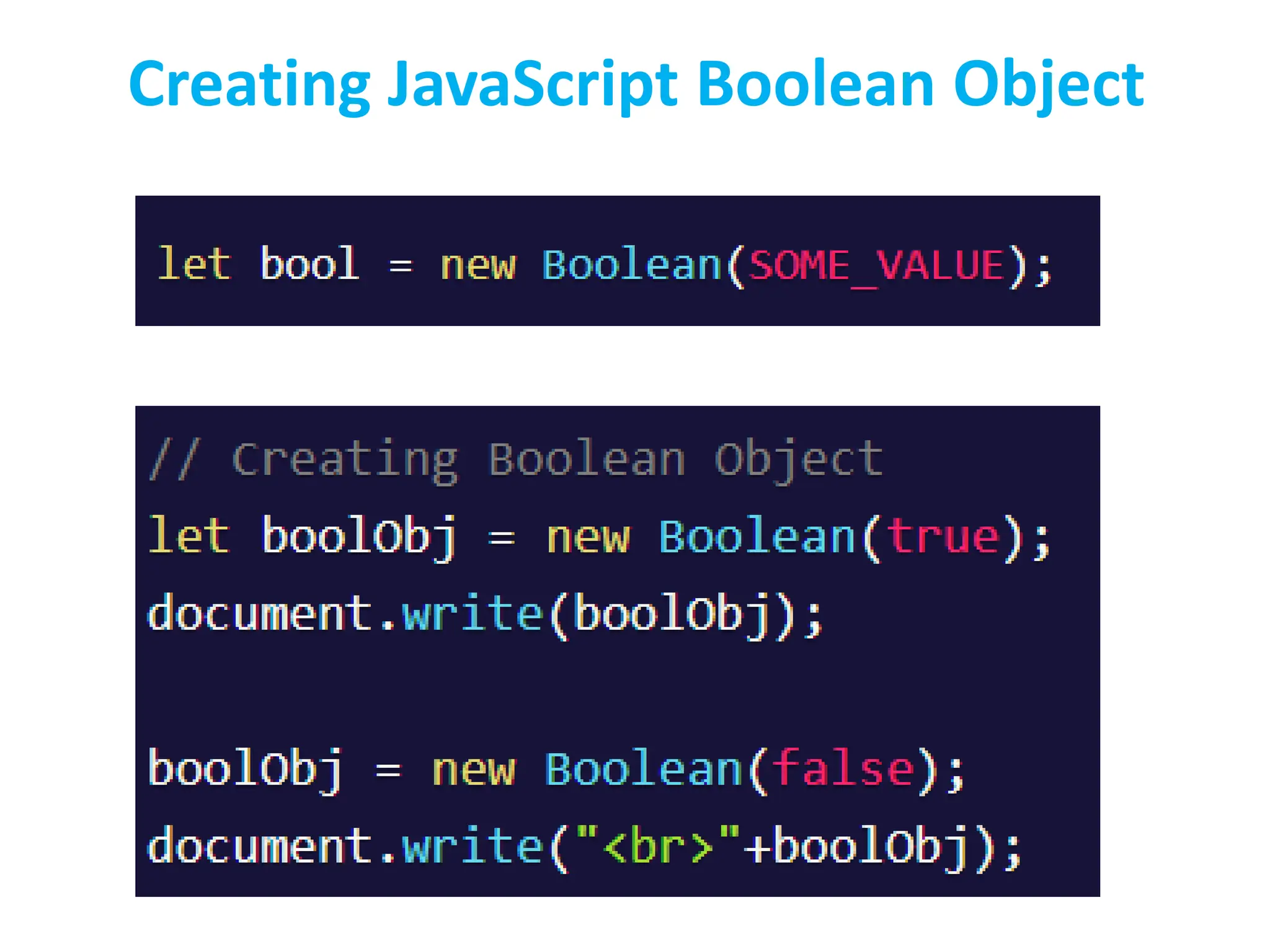 Creating JavaScript Boolean Object
 
