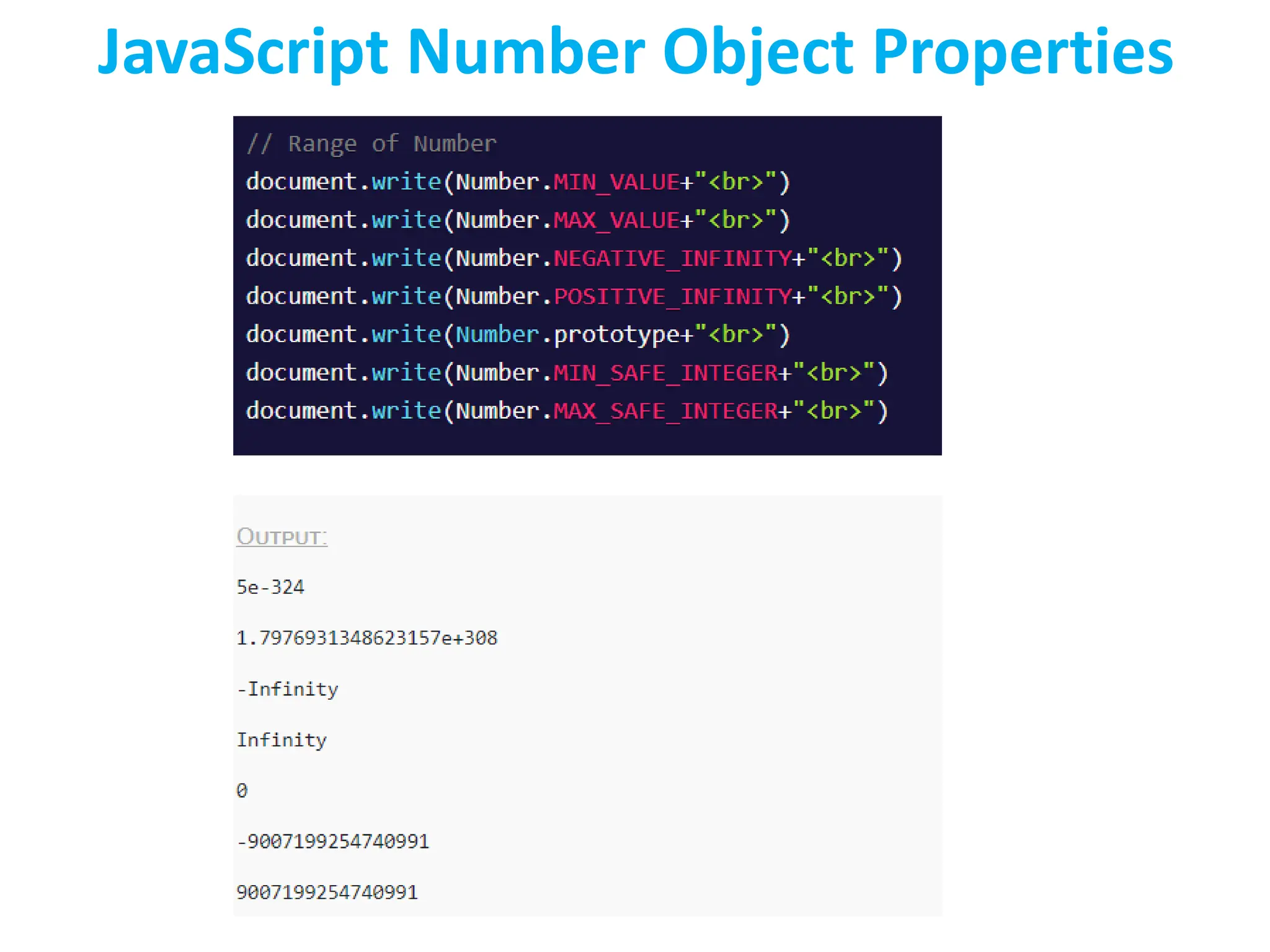 JavaScript Number Object Properties
 