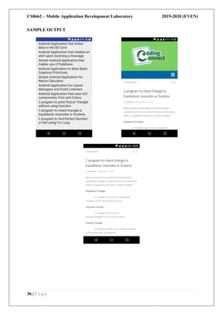 Application Development Lab CS8662 Mobile Application Development Lab Manual | PDF