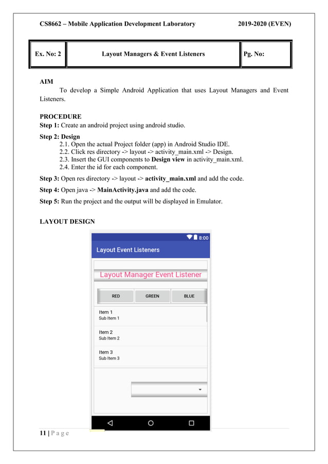 CS8662 Mobile Application Development Lab Manual PDF