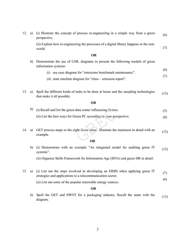 CS878 Green Computing Anna University Question Paper | PDF