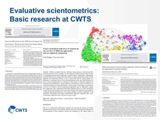 Evaluative scientometrics:
Basic research at CWTS
1
 