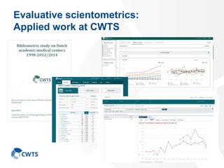 Evaluative scientometrics:
Applied work at CWTS
2
 