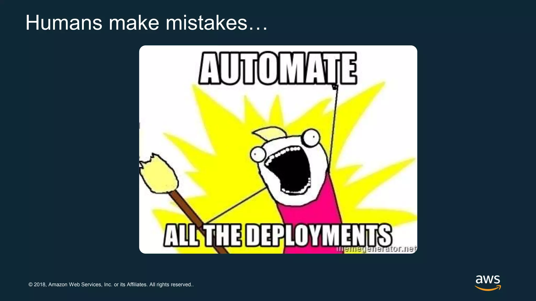 © 2018, Amazon Web Services, Inc. or its Affiliates. All rights reserved..
Humans make mistakes…
 