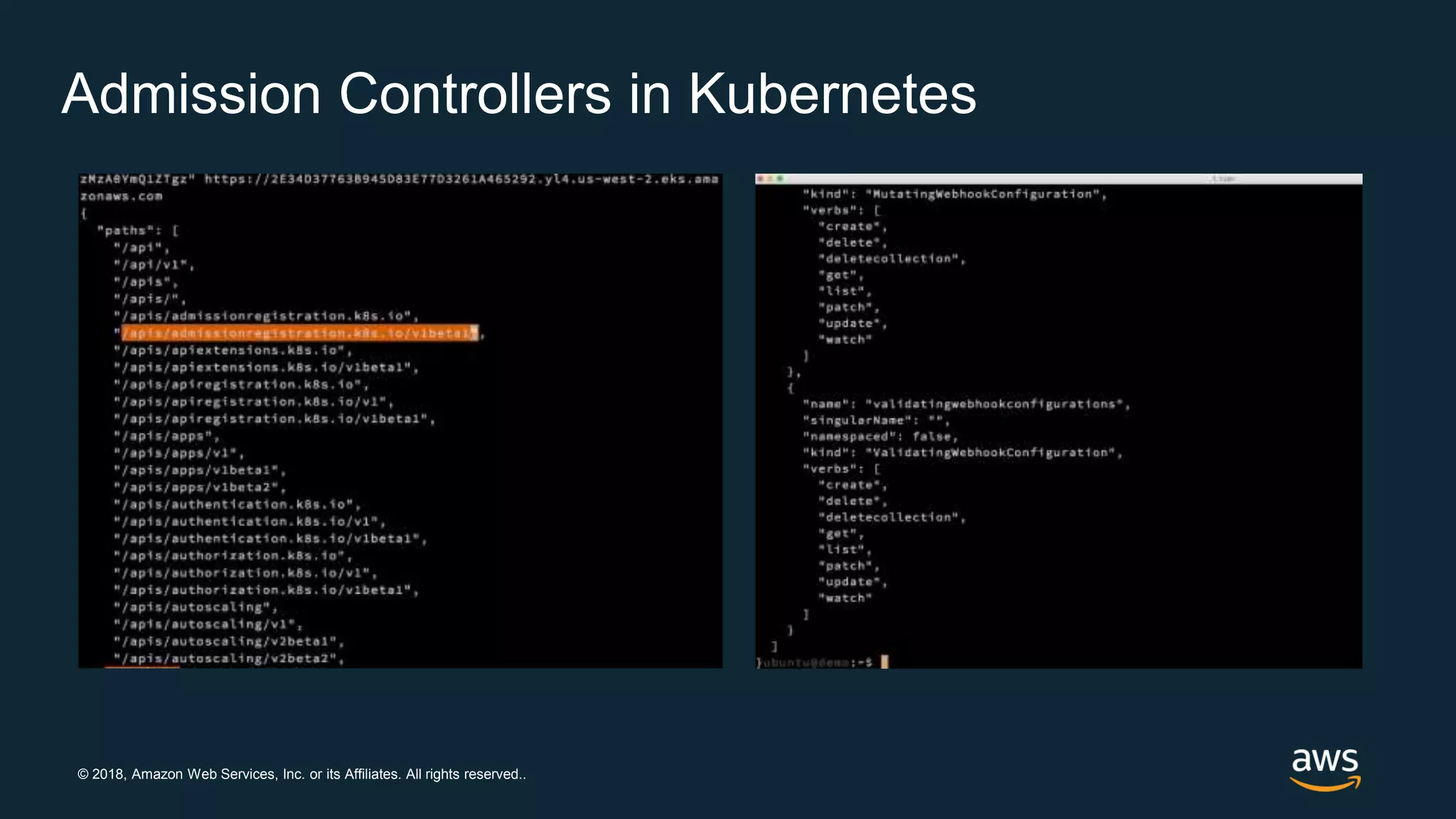 © 2018, Amazon Web Services, Inc. or its Affiliates. All rights reserved..
Admission Controllers in Kubernetes
 