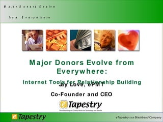 Jay Love, ePMT Co-Founder and CEO Major Donors Evolve from Everywhere: Internet Tools for Relationship Building 
