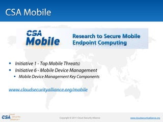 

    




        Copyright © 2011 Cloud Security Alliance   www.cloudsecurityalliance.org
 