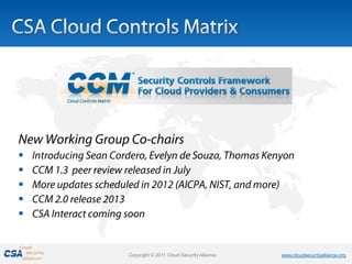






    Copyright © 2011 Cloud Security Alliance   www.cloudsecurityalliance.org
 